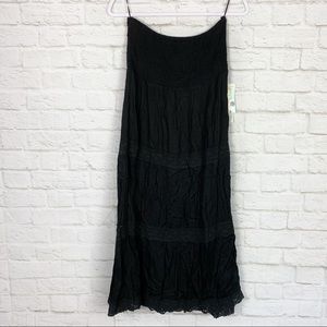Raviva Black Crochet Lace Strapless Boho Dress NWT